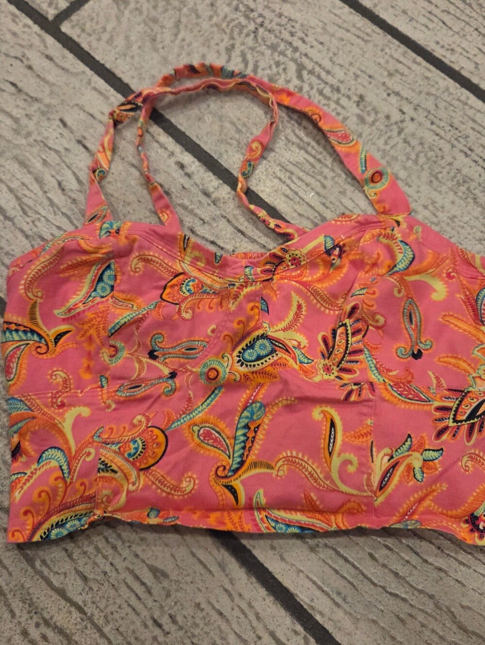 Vintage Areopostal Halter Crop Tropical